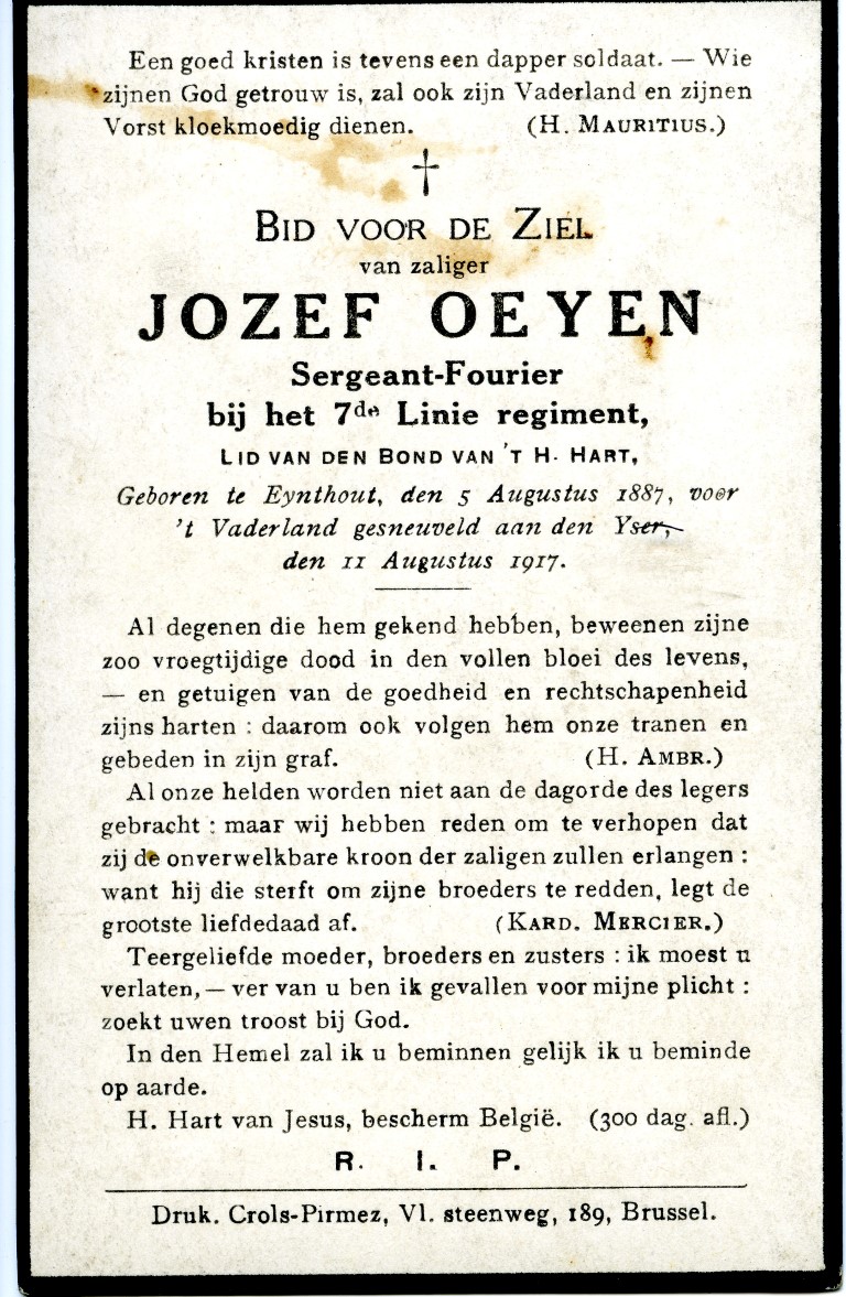 Bidprentje OEYEN Jozef