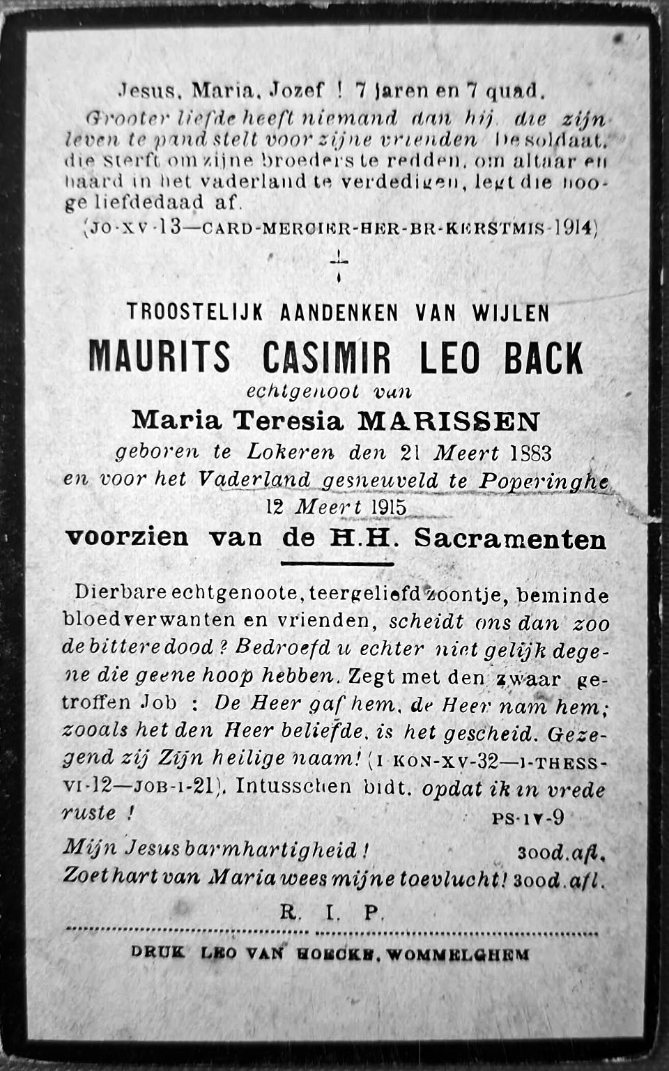 Back Maurits Casimir Leon